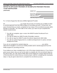 Document preview: Form SOC851A In-home Supportive Services Program Notice to Applicant Provider of Incomplete Provider Process 15-day Notification - California