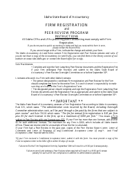 Instructions for Firm Registration and Peer Review Program - Idaho
