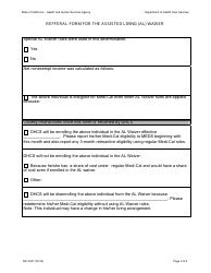 Form MC0027 Refferal Form for the Assisted Living (Al) Waiver - California, Page 2