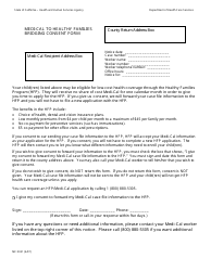 Document preview: Form MC0021 Medi-Cal to Healthy Families Bridging Consent Form - California