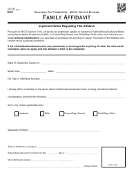 Document preview: OTC Form 794 Family Affidavit - Oklahoma