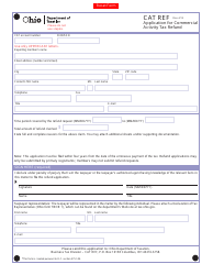 Form CAT REF Application for Commercial Activity Tax Refund - Ohio