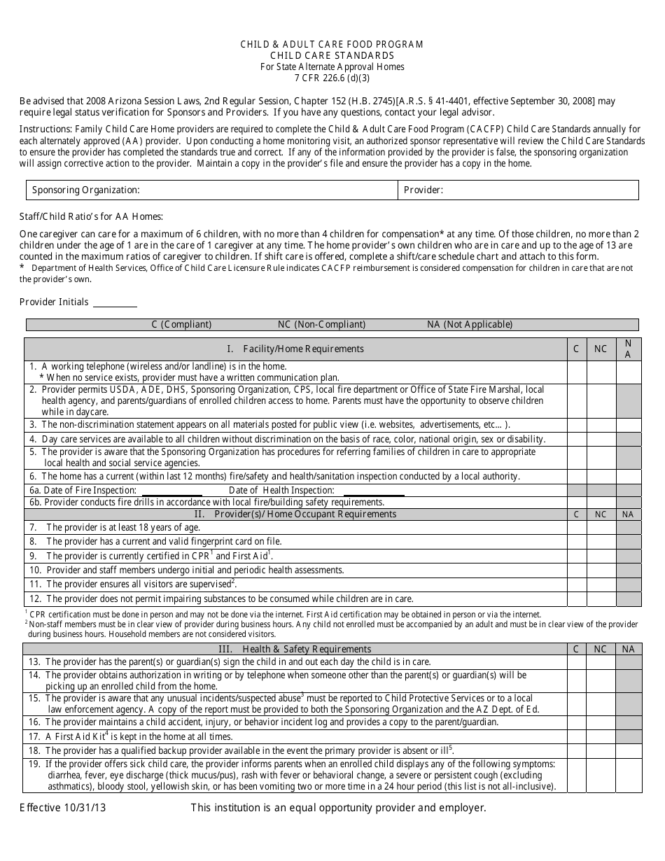 Child Care Standards Fill Out Sign Online And Download PDF 