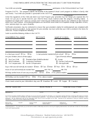 Document preview: Child Enrollment Application for the Child and Adult Care Food Program - Arizona