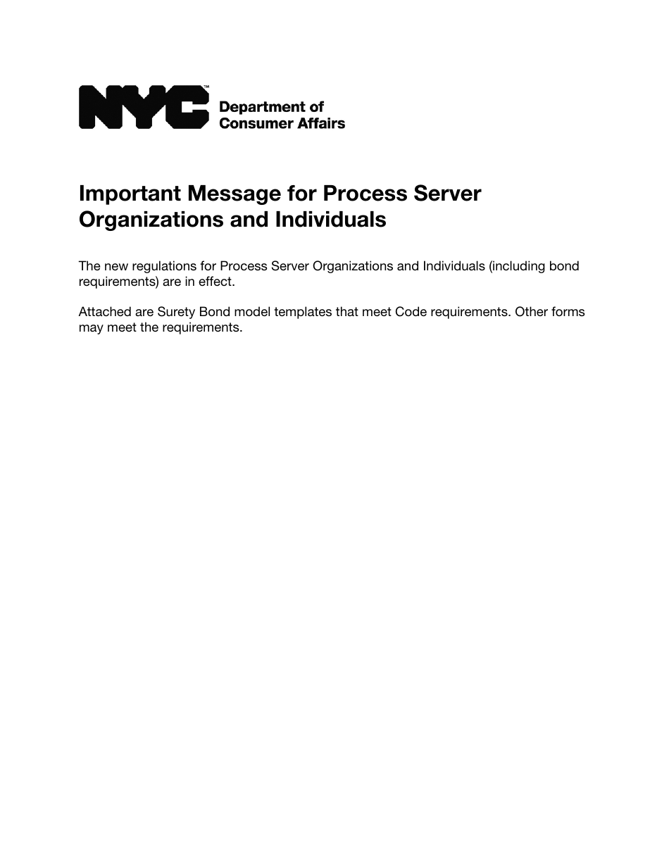 Surety Bond Process Serving Agency - New York City, Page 1