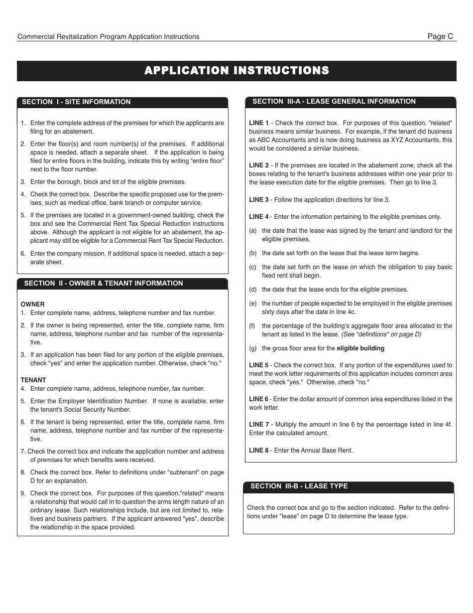 Commercial Revitalization Program Instructions - New York City, Page 3