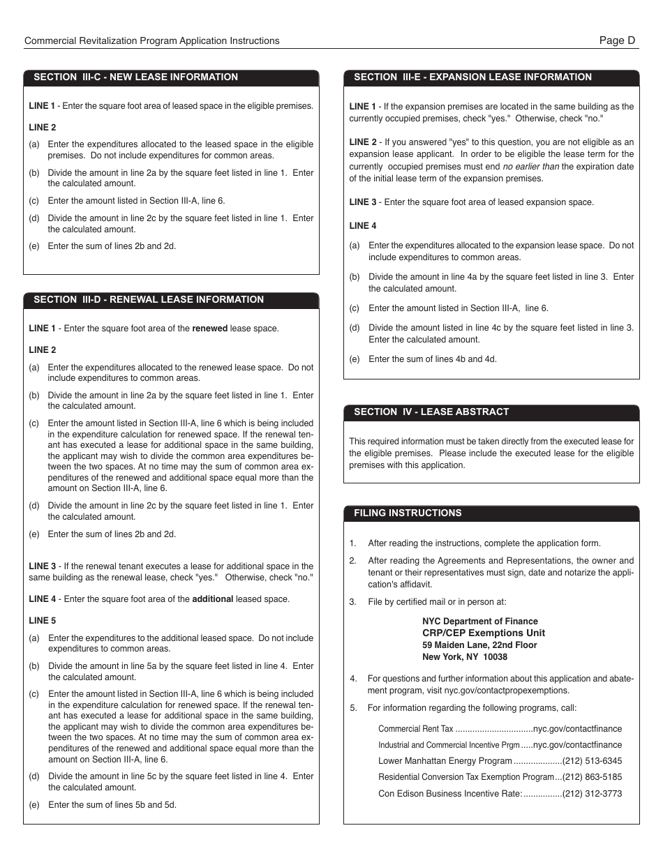 Commercial Revitalization Program Instructions - New York City, Page 4