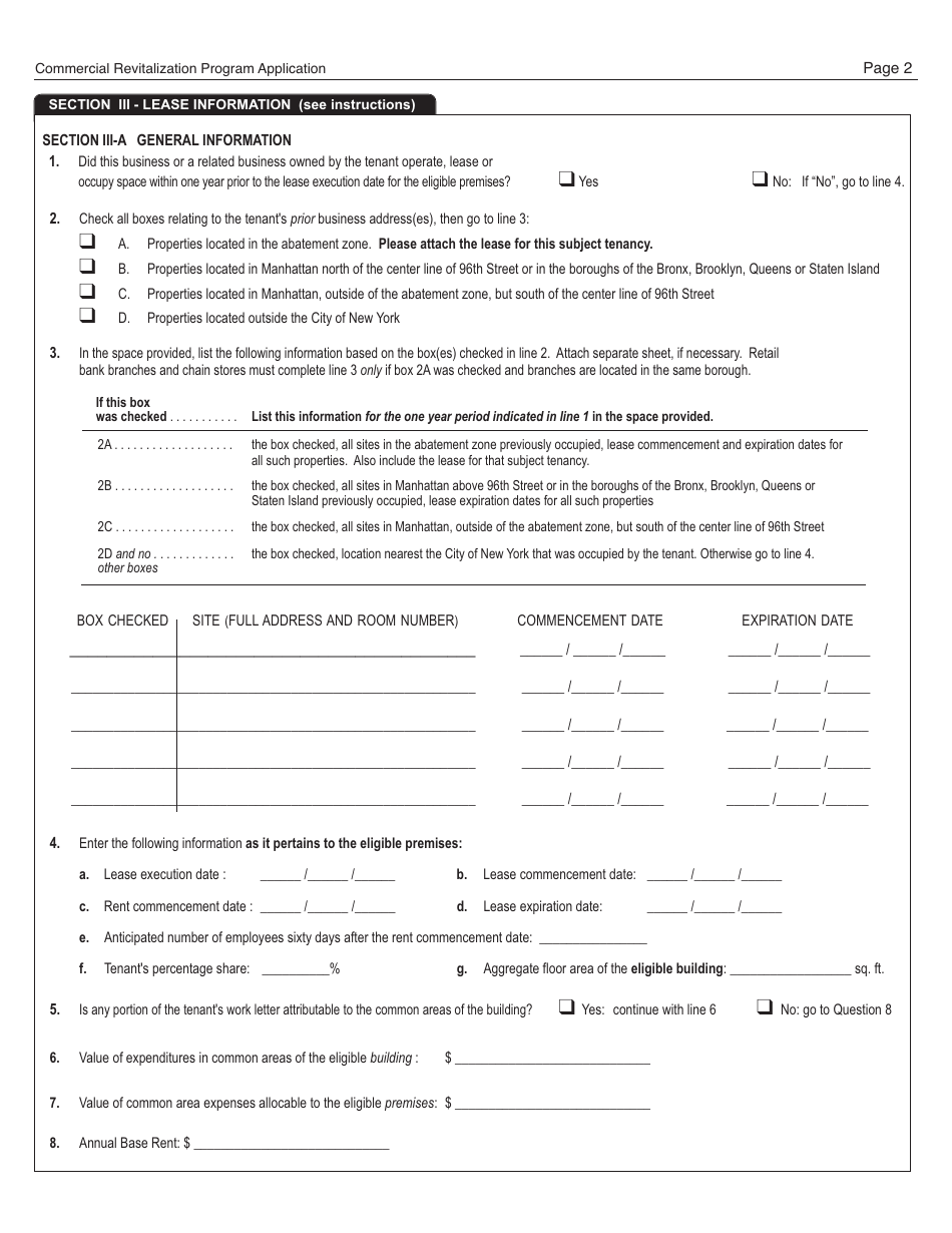 Commercial Revitalization Program Instructions - New York City, Page 6