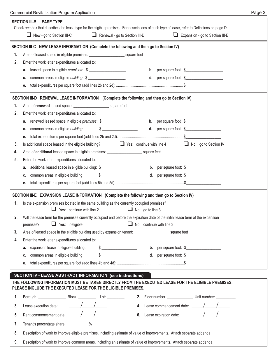 Commercial Revitalization Program Instructions - New York City, Page 7