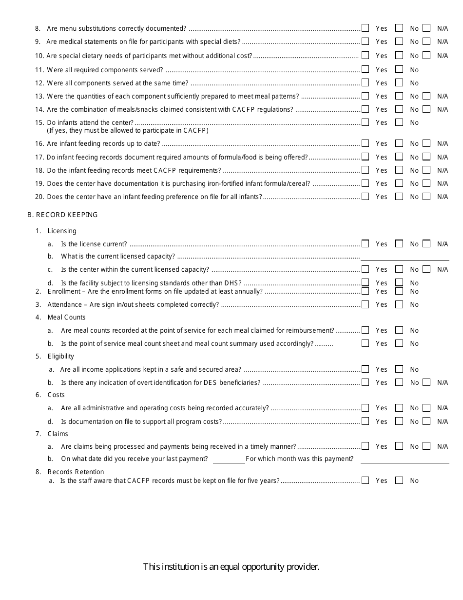 Arizona Child Care Center Monitor Evaluation Form - Fill Out, Sign ...