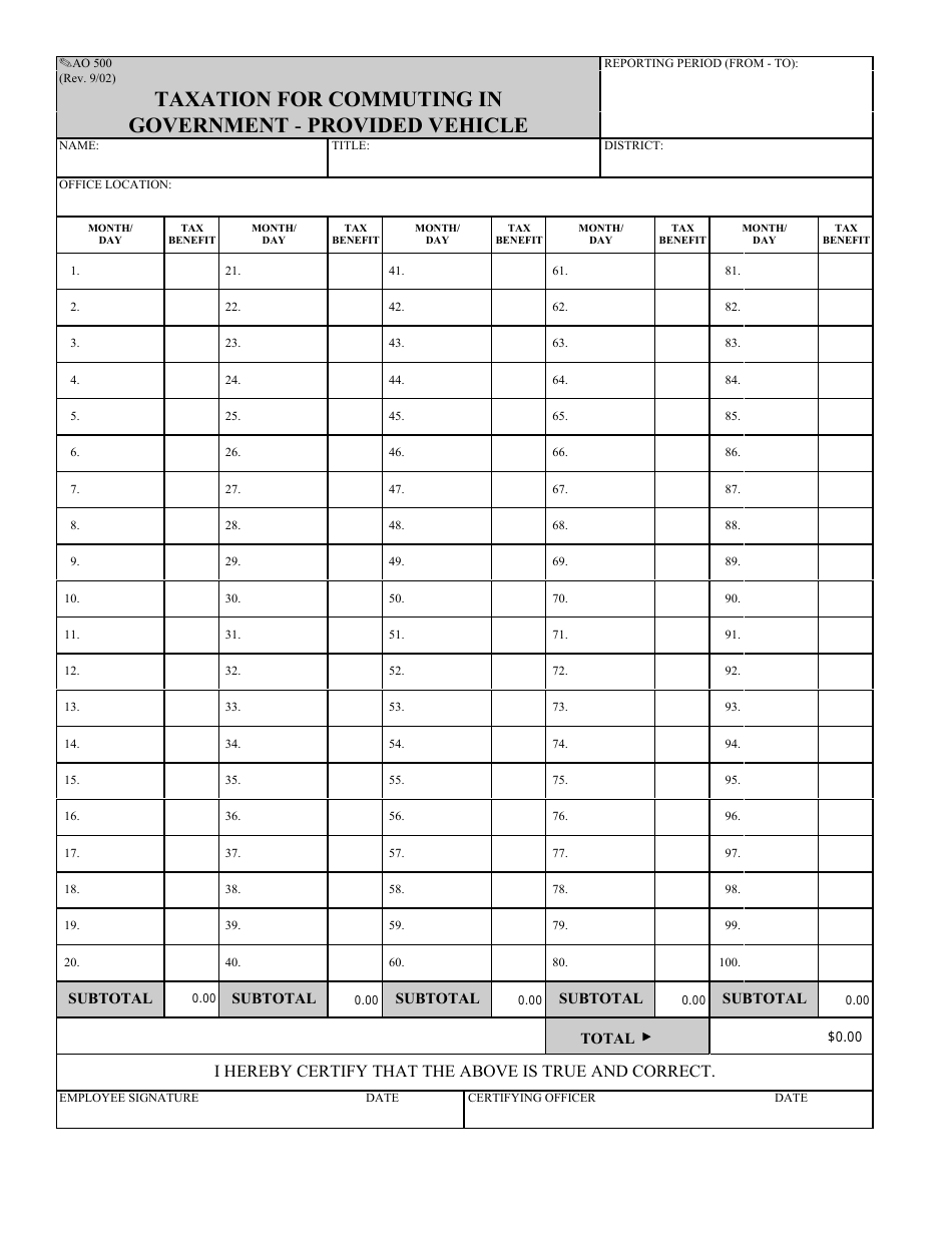 Form AO500 - Fill Out, Sign Online and Download Fillable PDF ...