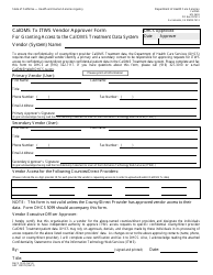 Document preview: Form DHCS5100 Caloms Tx Itws Vendor Approver Form for Granting Access to the Caloms Treatment Data System - California