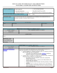 Health Care Reform Policy Documentation - Personal Exemption Verification - Minnesota