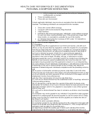 Health Care Reform Policy Documentation - Personal Exemption Verification - Minnesota, Page 2