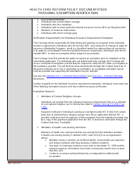 Health Care Reform Policy Documentation - Personal Exemption Verification - Minnesota, Page 4