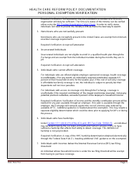 Health Care Reform Policy Documentation - Personal Exemption Verification - Minnesota, Page 5