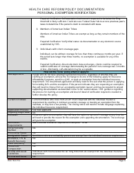 Health Care Reform Policy Documentation - Personal Exemption Verification - Minnesota, Page 6