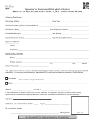 OTC Form 737 Affidavit of Repossession of a Vehicle, Boat or Outboard Motor - Oklahoma