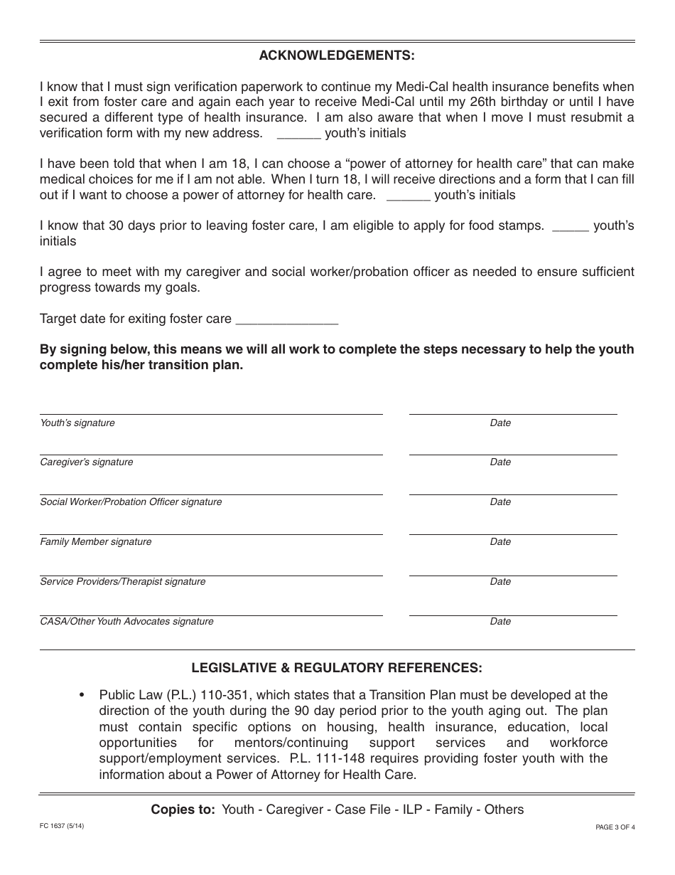 Form FC1637 90-day Transition Plan - California, Page 3