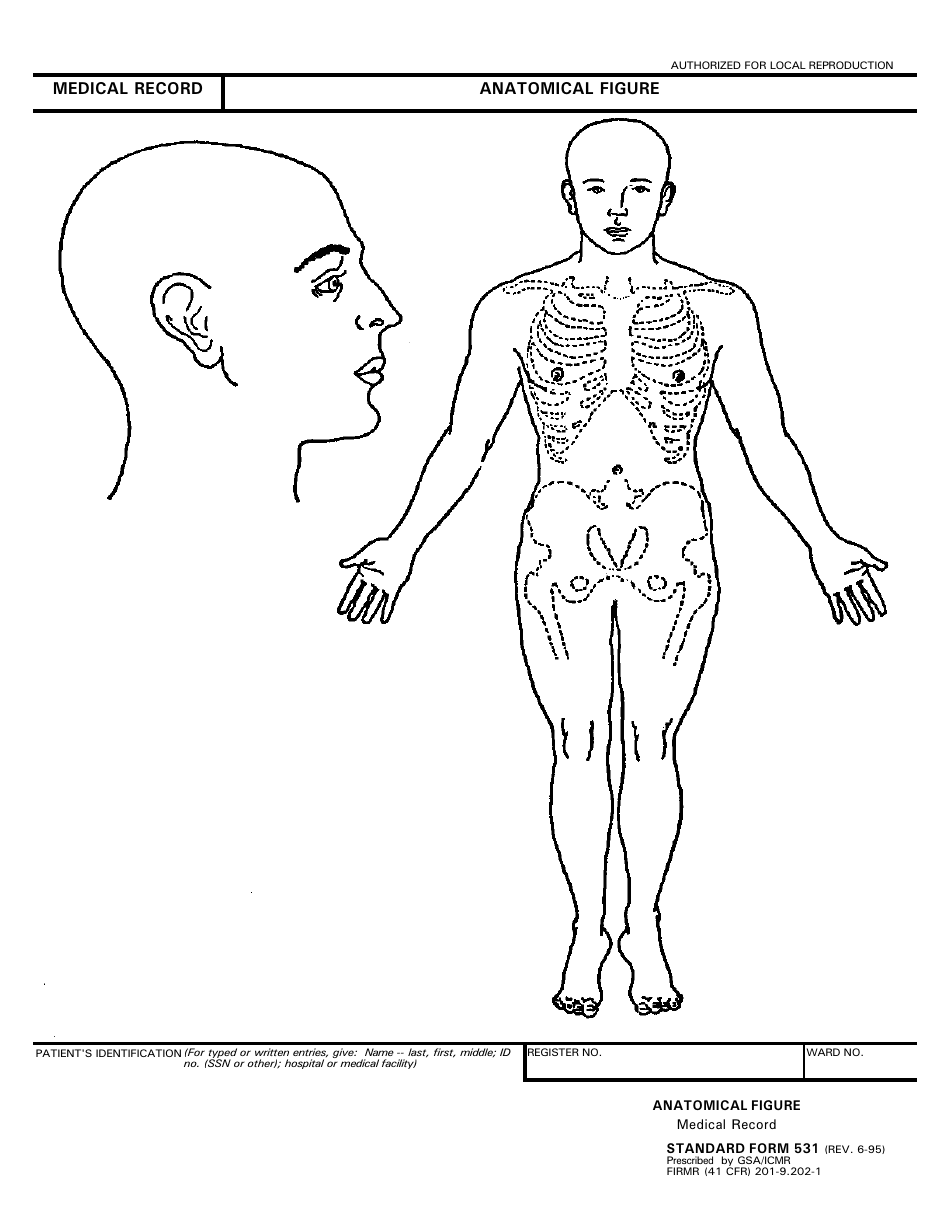 Form SF-531 Medical Record - Anatomical Figure, Page 1