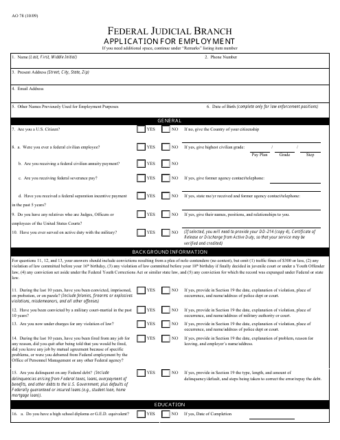 Form AO78  Printable Pdf