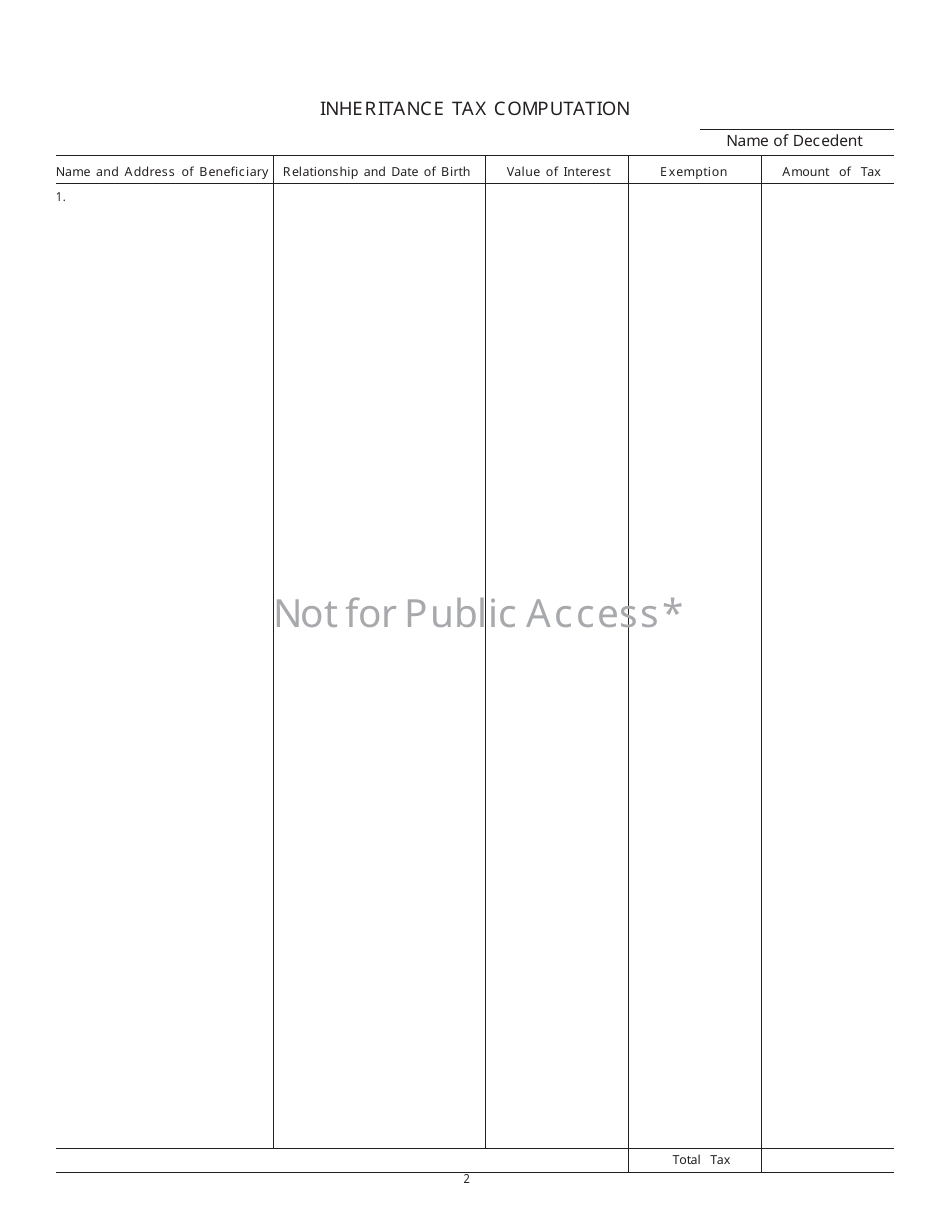 Form IH-6 Indiana Inheritance Tax Return - Indiana, Page 2