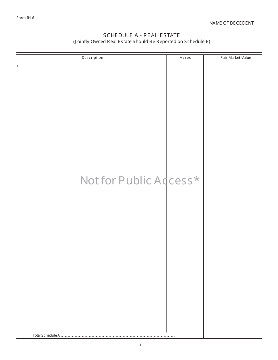 Form IH-6 Indiana Inheritance Tax Return - Indiana, Page 3
