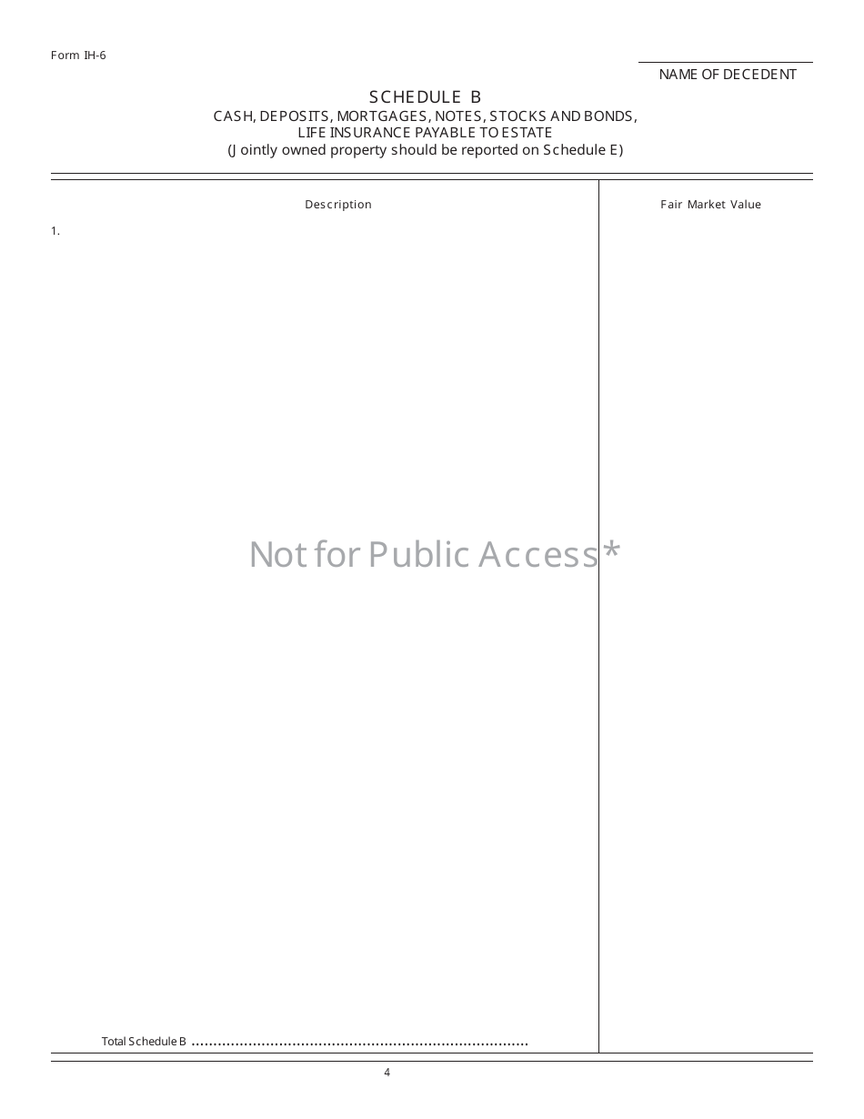 Form IH-6 Indiana Inheritance Tax Return - Indiana, Page 4