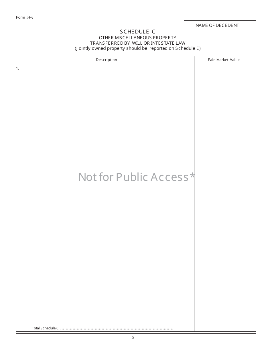 Form IH-6 Indiana Inheritance Tax Return - Indiana, Page 5