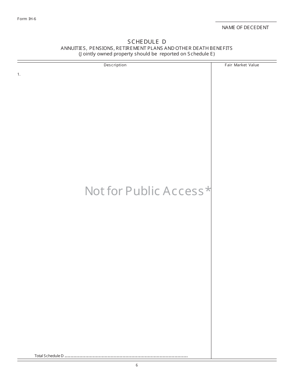 Form IH-6 Indiana Inheritance Tax Return - Indiana, Page 6