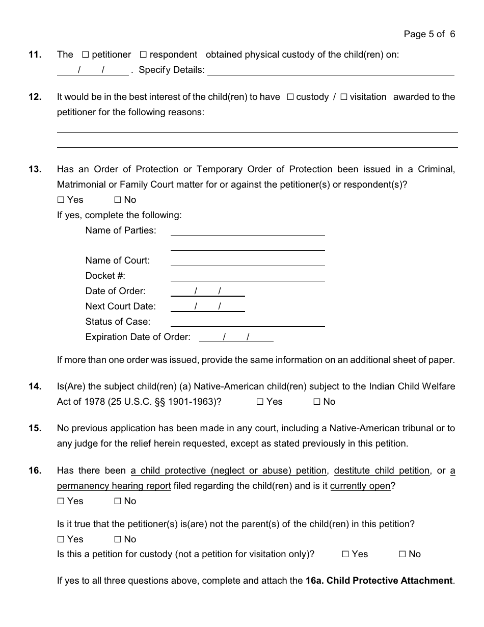 Instructions for a Custody / Visitation Petition - Nassau County, New York, Page 10