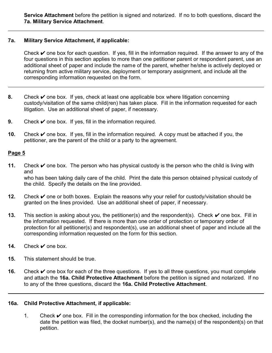 Instructions for a Custody / Visitation Petition - Nassau County, New York, Page 4
