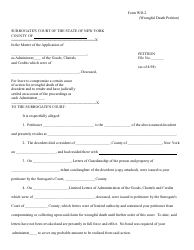 Form WD-2 &quot;Wrongful Death Petition&quot; - New York