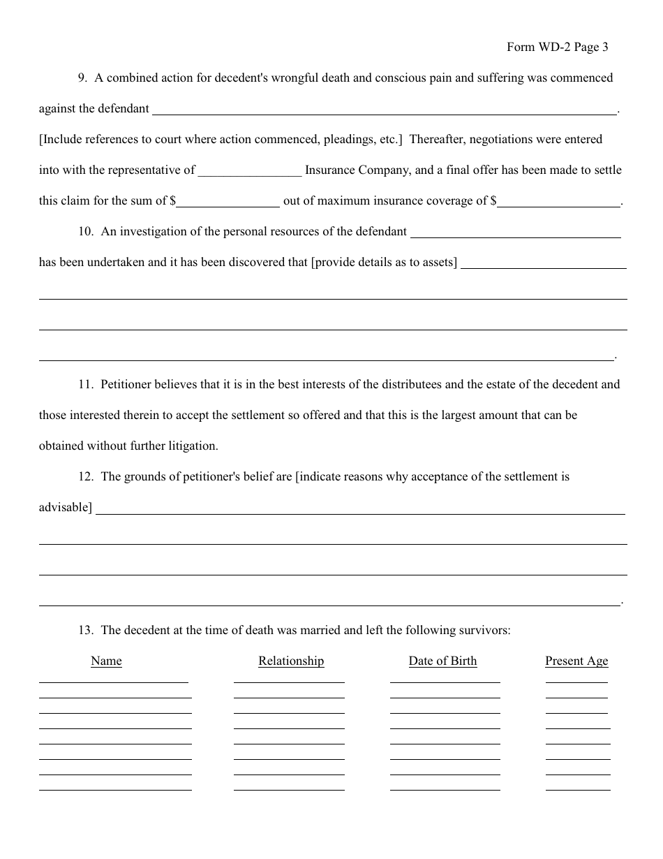 Form WD-2 Wrongful Death Petition - New York, Page 3