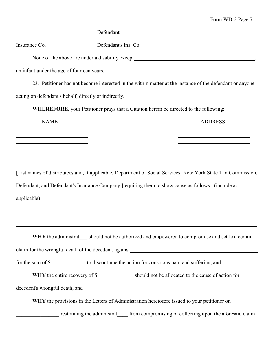 Form WD-2 - Fill Out, Sign Online and Download Fillable PDF, New York ...