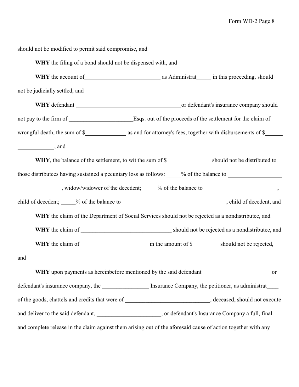 Form WD-2 Wrongful Death Petition - New York, Page 8