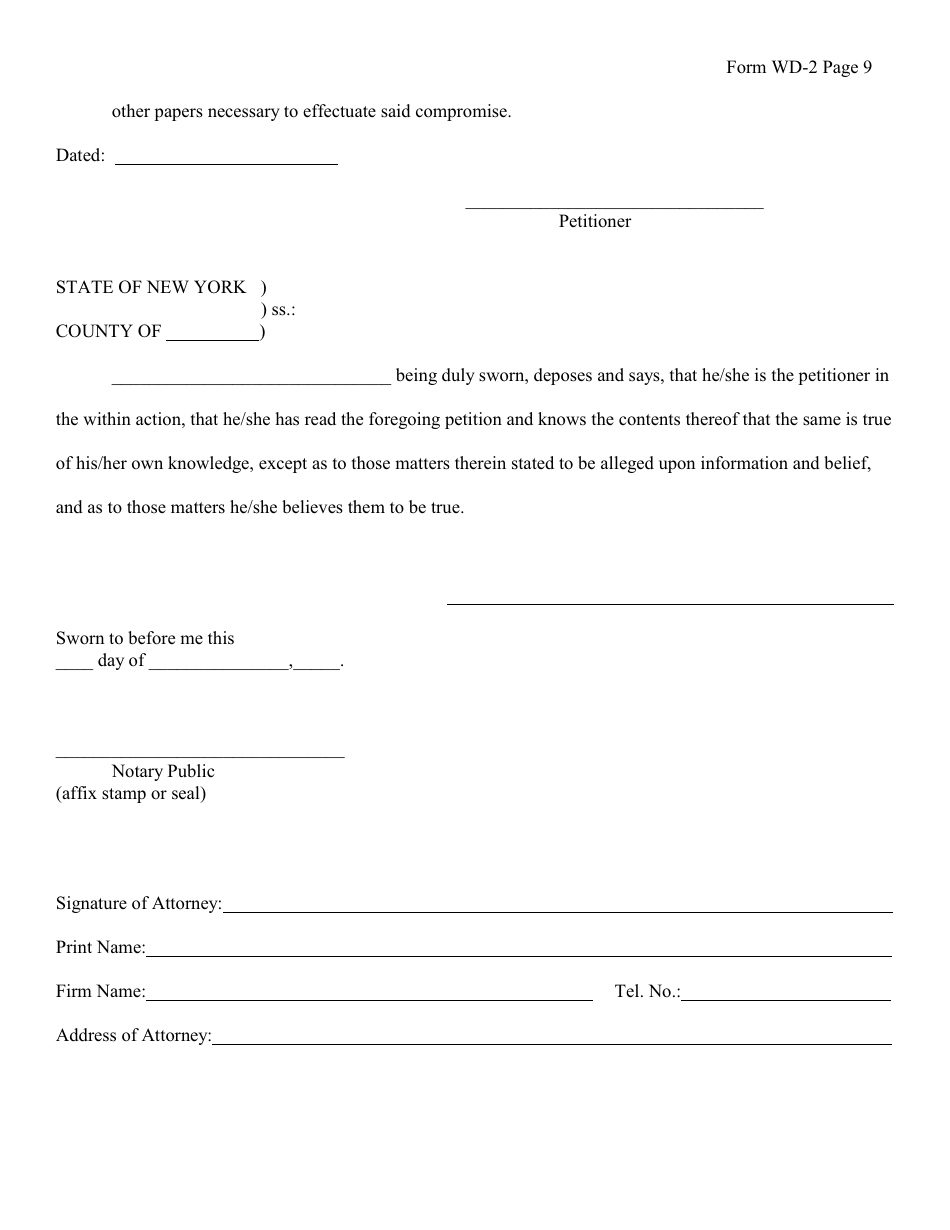 Form WD-2 - Fill Out, Sign Online and Download Fillable PDF, New York ...