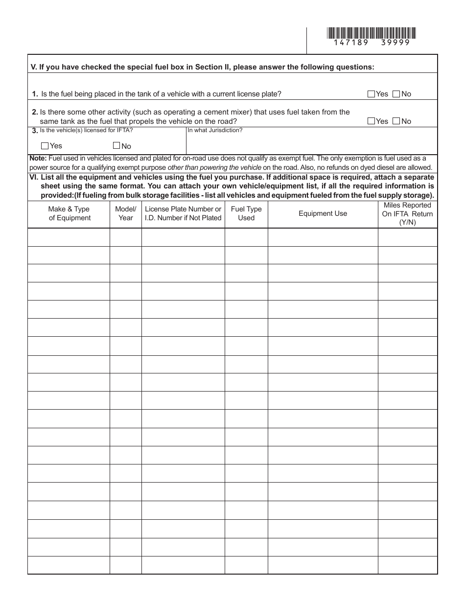 Form DR7189 Gasoline / Special Fuel Tax Refund Permit Application - Colorado, Page 3