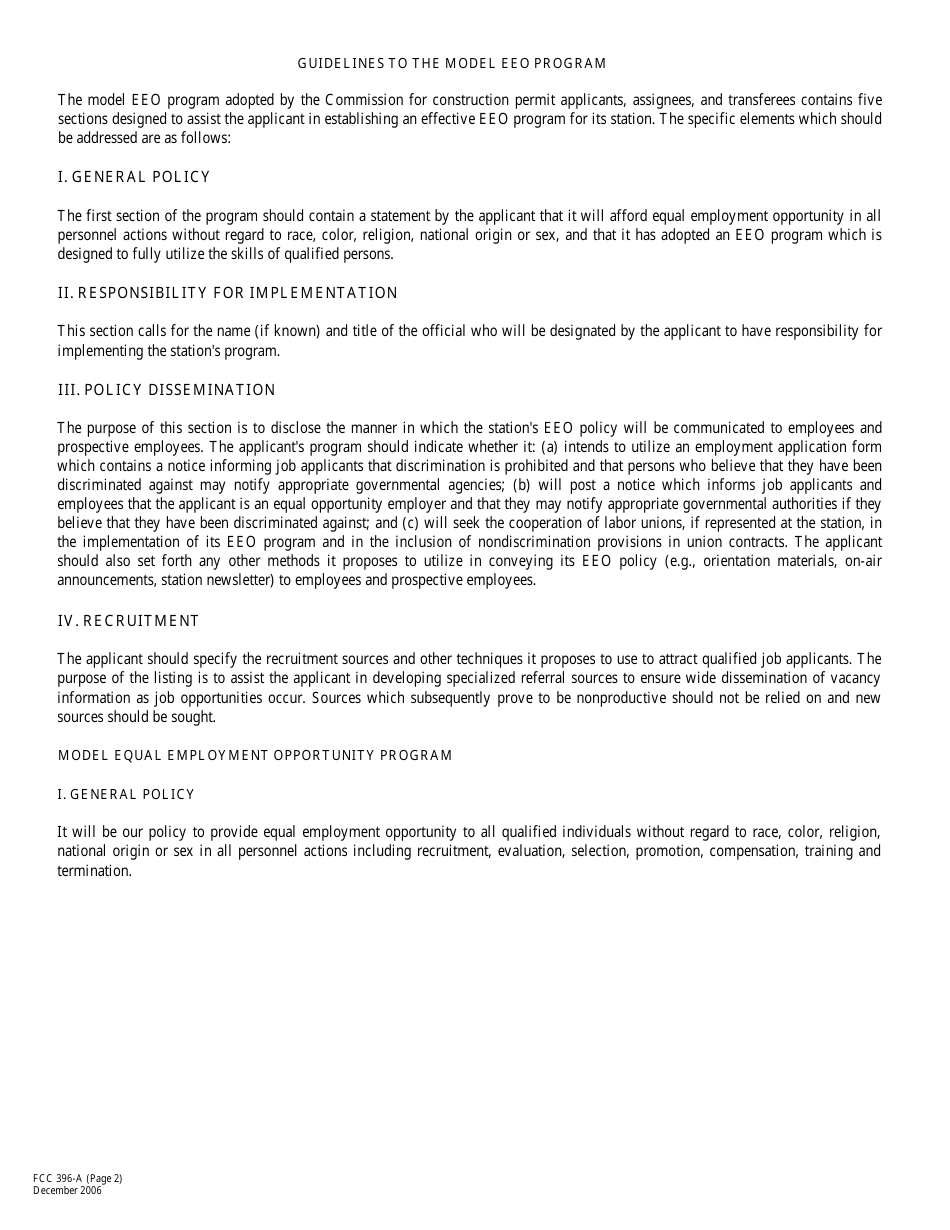 FCC Form 396-A Broadcast Equal Employment Opportunity Model Program Report, Page 2