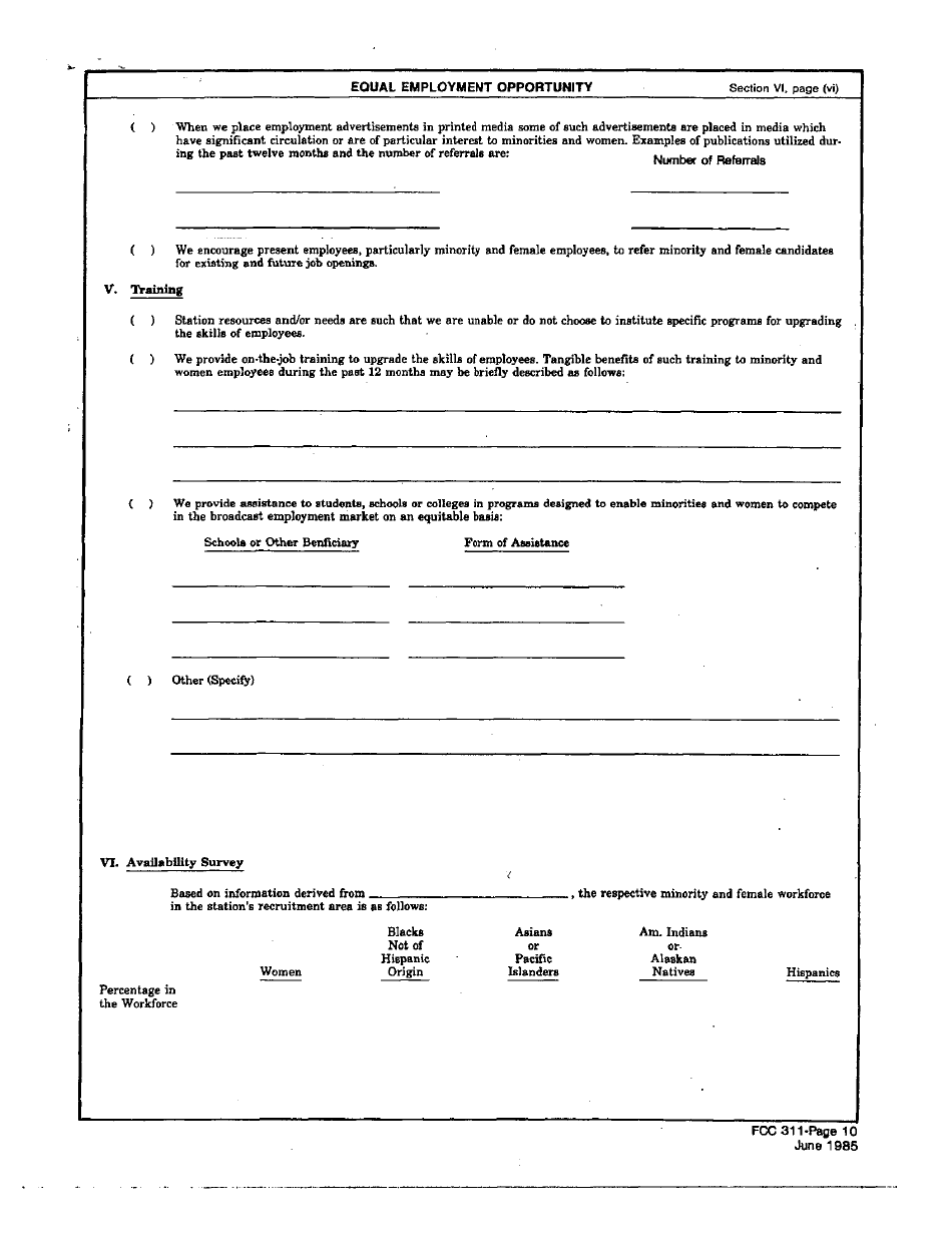 FCC Form 311 Application for Renewal of an International, or Experimental Broadcast Station License, Page 10