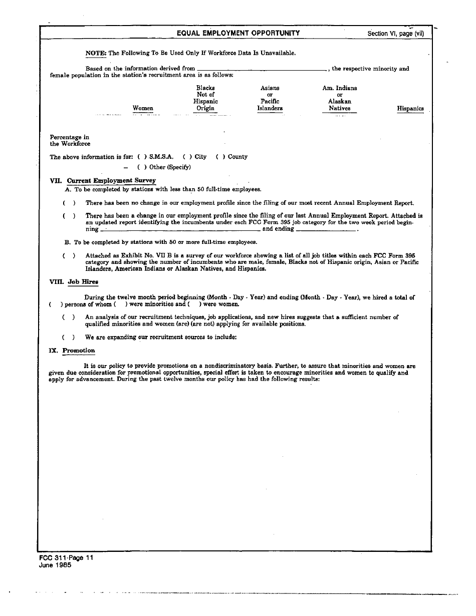 FCC Form 311 Application for Renewal of an International, or Experimental Broadcast Station License, Page 11
