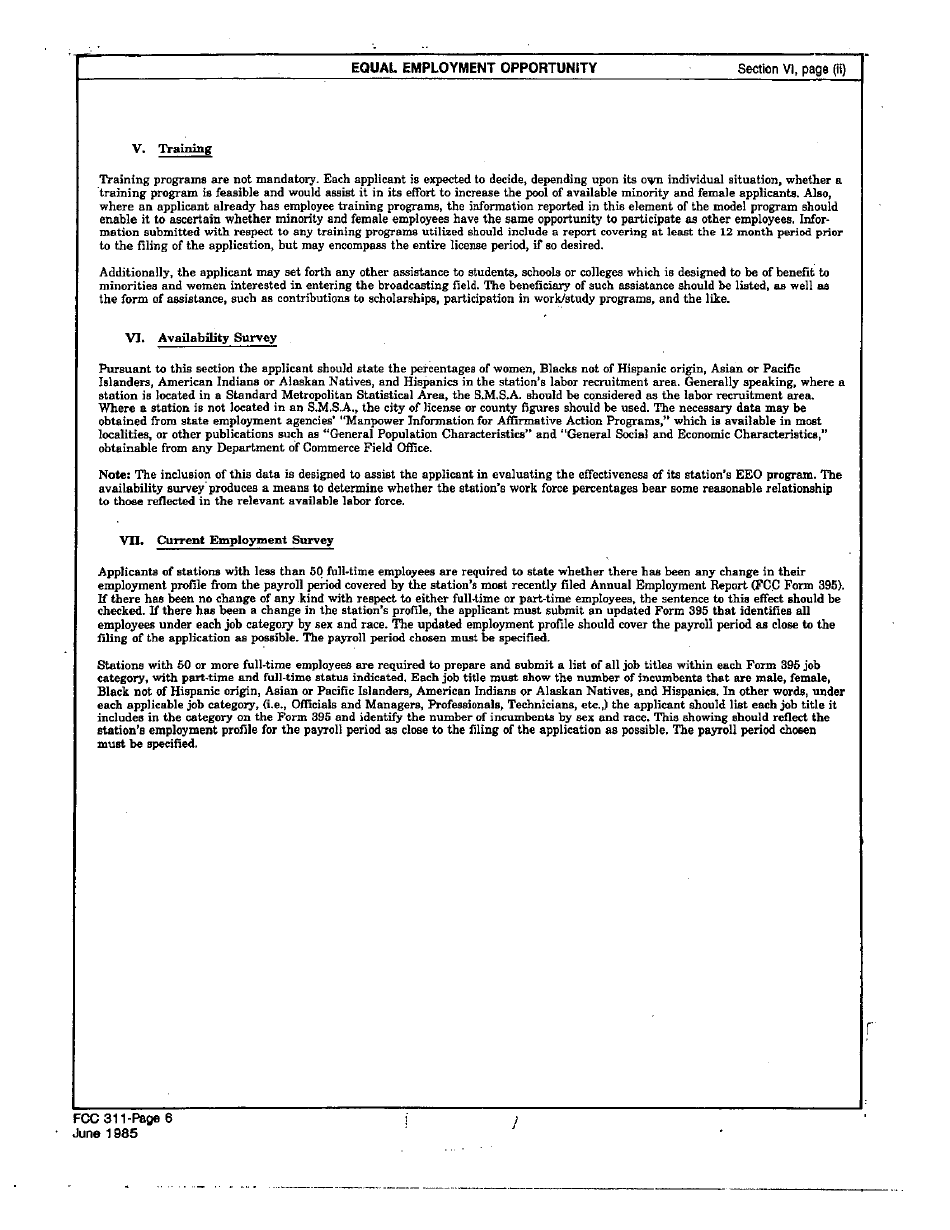 FCC Form 311 Application for Renewal of an International, or Experimental Broadcast Station License, Page 6