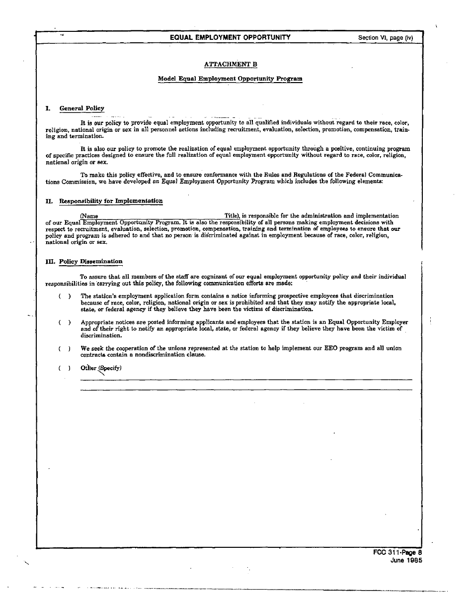 FCC Form 311 Application for Renewal of an International, or Experimental Broadcast Station License, Page 8