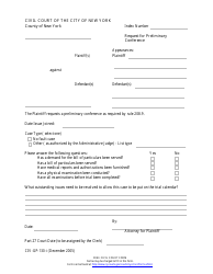 Form CIV-GP-130 Request for Preliminary Conference - New York City