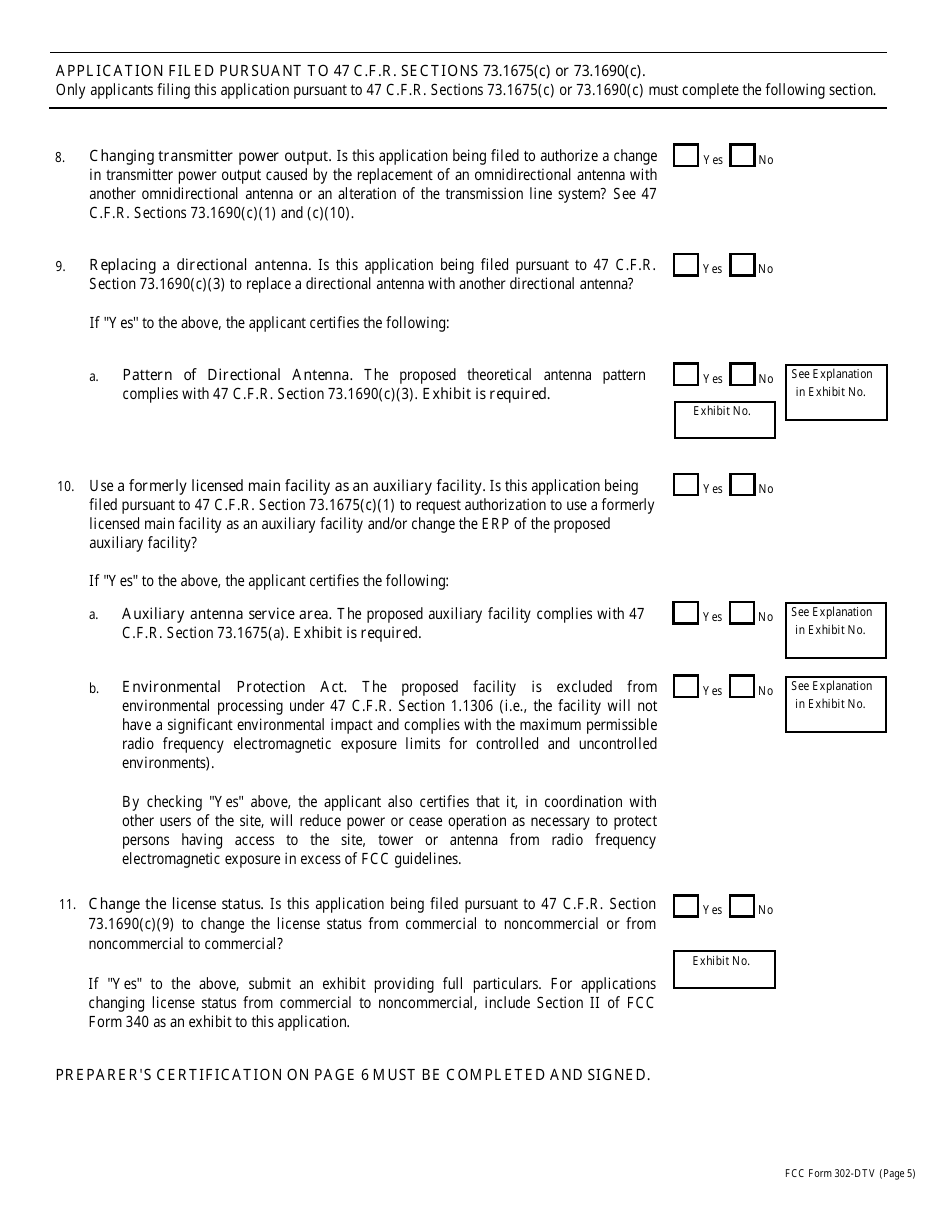 FCC Form 302-DTV Application for Digital Television Broadcast Station License, Page 12