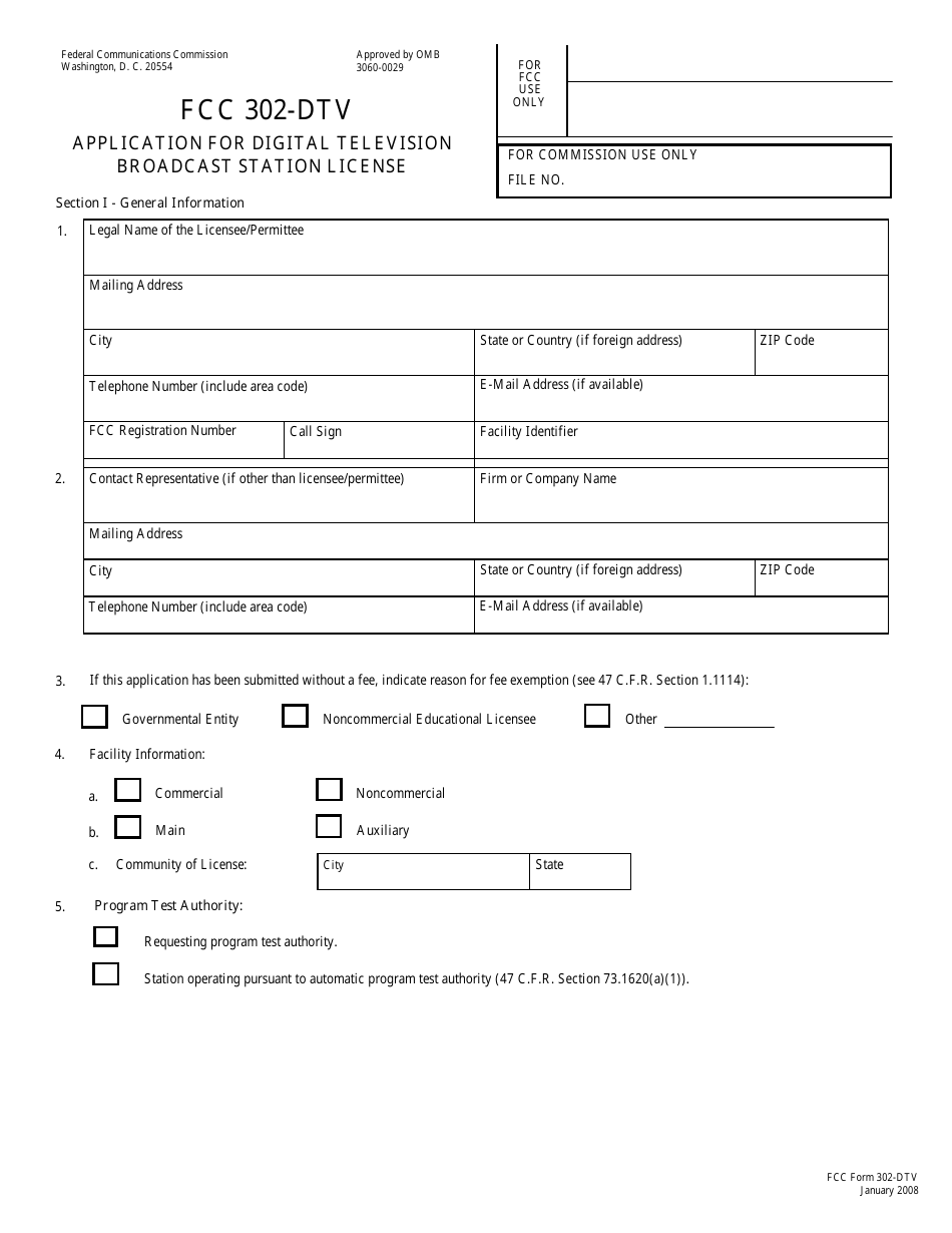 FCC Form 302-DTV Application for Digital Television Broadcast Station License, Page 8