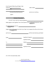 Form CIV-GP-67A &quot;Notice of Appeal&quot; - New York City