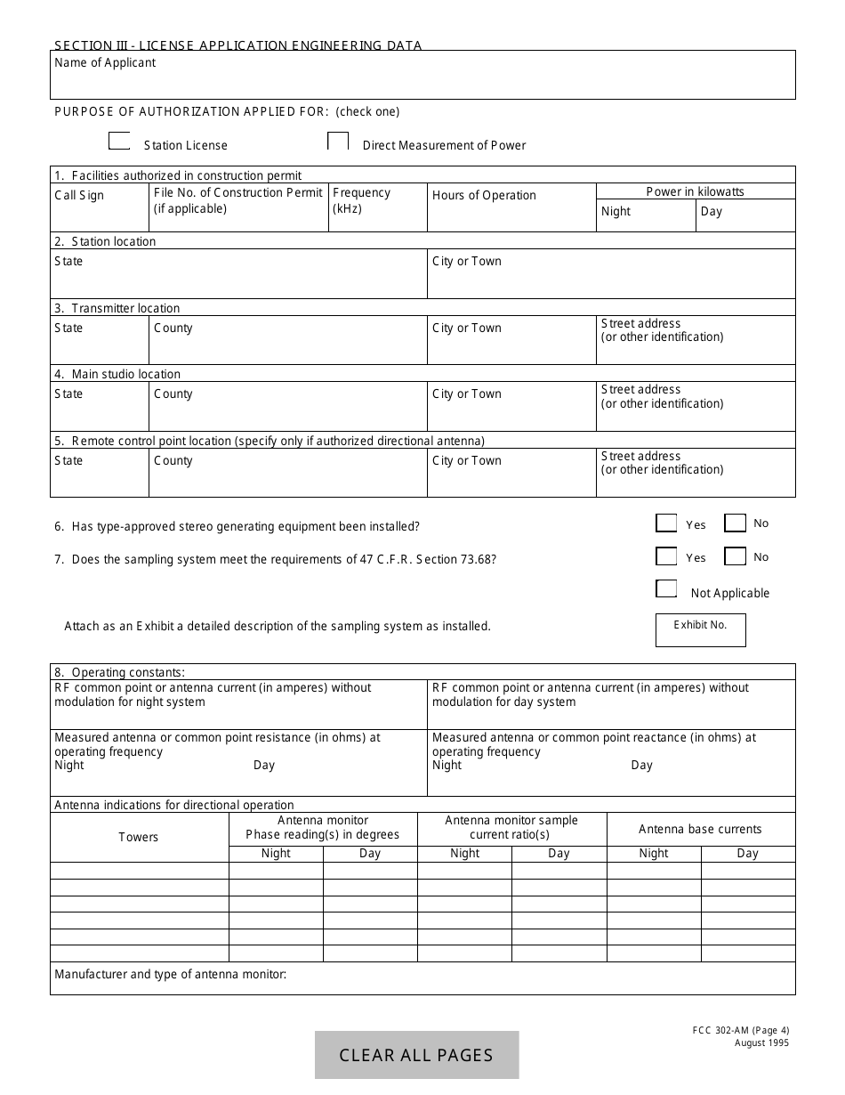 FCC Form 302-AM Application for Am Broadcast Station License, Page 4