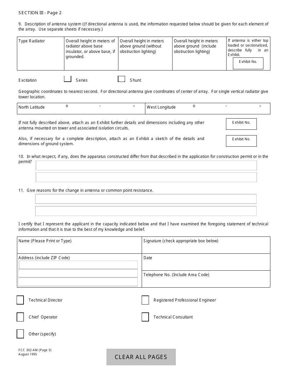 FCC Form 302-AM Application for Am Broadcast Station License, Page 5