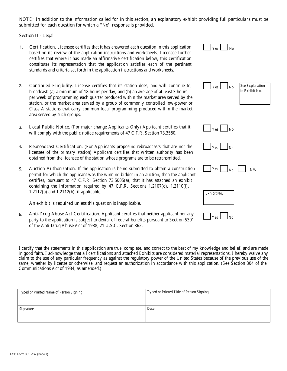 FCC Form 301-CA Application for Authority to Construct or Make Changes in a Class a Television Broadcast Station, Page 10